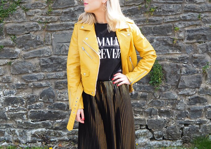 How to add colour to your wardrobe this autumn asos mustard biker jacket